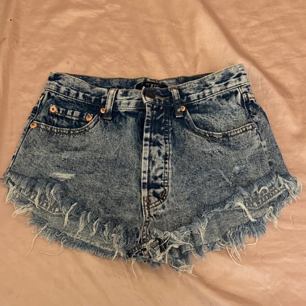 Forever 21 Blue Distressed Jean Shorts